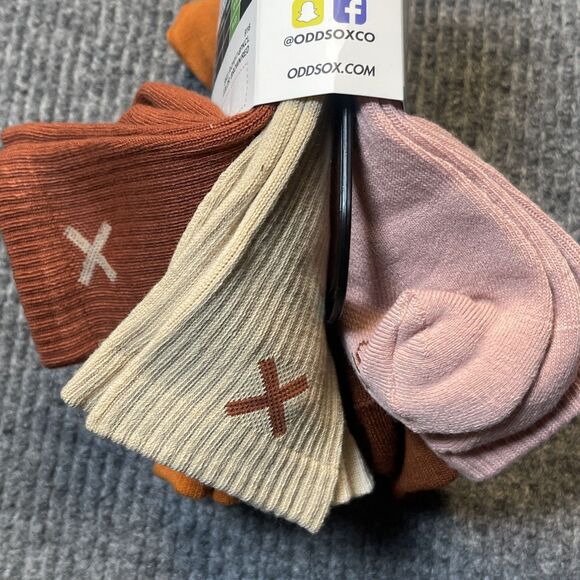 Basix by Odd Socks 6 Pairs Pack Socks Men Size 8-12 (M) Crew Brown/Red/Tan/Pink - Picture 6 of 6